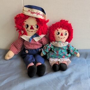 Vintage Raggedy Ann and Andy Rag Dolls Applause circa 1980s - 90s